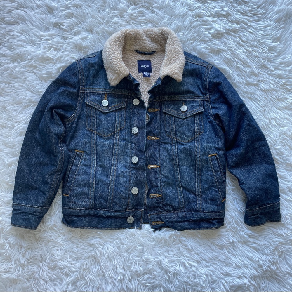 GAP Kids Button Down Denim Sherpa Jean Jacket